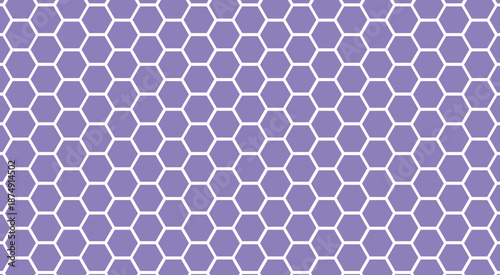 White seamless hexagon pattern, minimal geometric grid, Hexagon Vector Background Pattern in greyscale, panoramic format.