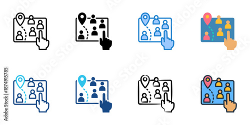 Gerrymandering icons set multiple style collection. Editable stroke 
