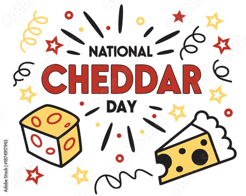 Cheese Celebration National Cheddar Day Vector Illustration, Dairy Food Concept Design