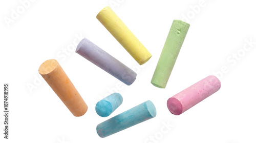 Photos colorful chalk sticks scattered against a transparent background, perfect for art, education, and creative projects