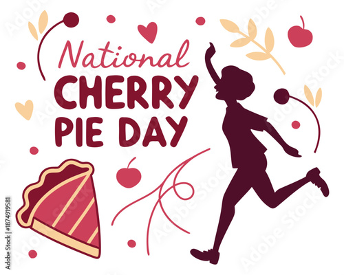 NATIONAL CHERRY PIE DAY vector illustration isolated on white background