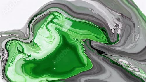 Abstract Green Fluid Swirl in Gray Tones Video.