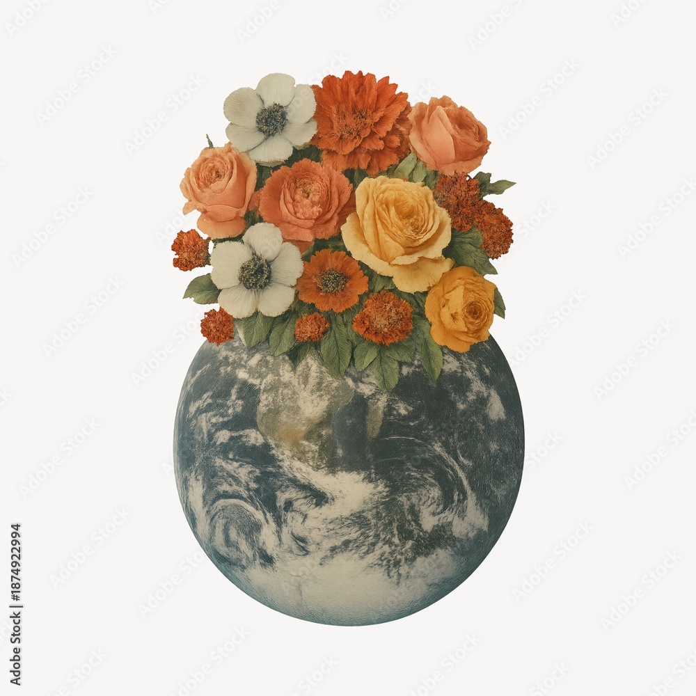 Naklejka premium Earth blooms with vibrant flowers.