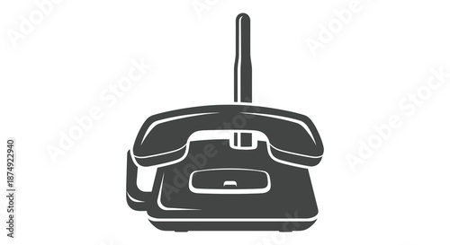 A striking black and white image showcasing a vintage rotary telephone in silhouette