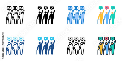 Senior Voters icons set multiple style collection. Editable stroke 
