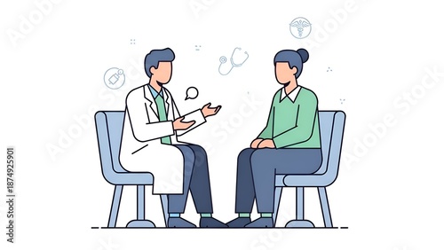 A doctor and patient having a consultation in a medical office