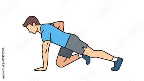 Athletic person performing a core strengthening exercise on a white background demonstrating a dynamic body movement for fitness and health routines