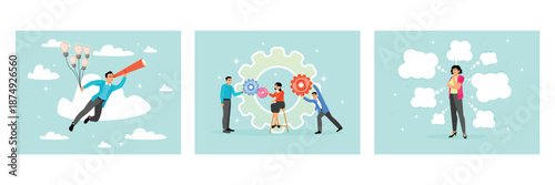 Business ideas concept. Work together concept, teamwork or cooperate. Too many thinking ideas.