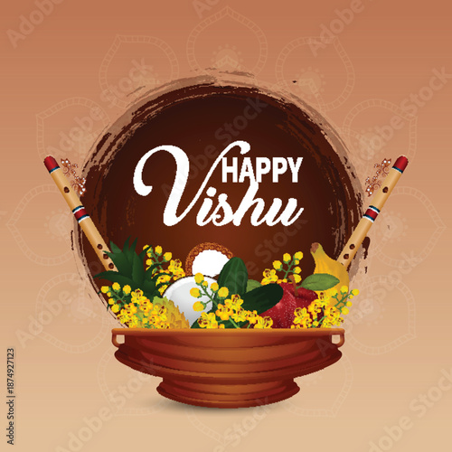 Realistic vishu illustration and design concept