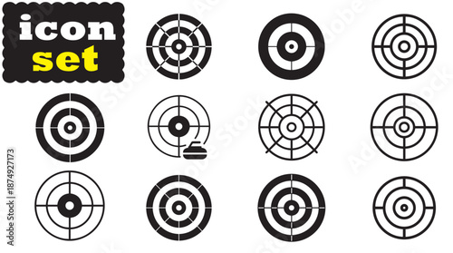 Curling Target icon Set, Curling Target solid vector