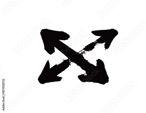 符号箭头四向矢量书法手写毛笔字

