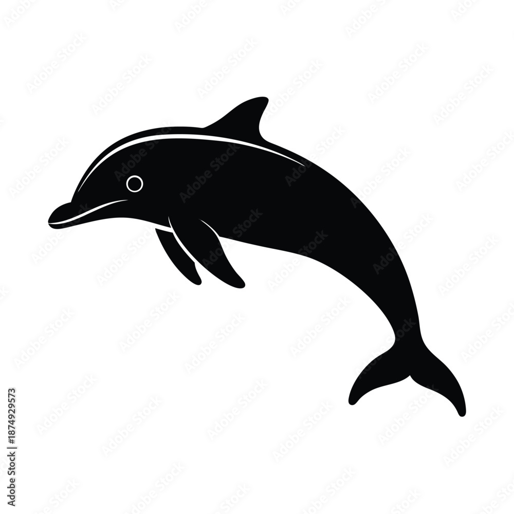 Obraz premium Porpoise marine mammal vector silhouette on white background