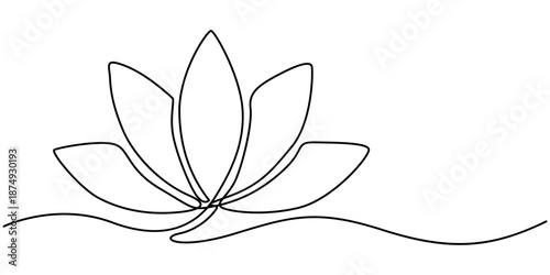 Continuous line drawing of lotus flower .one line  vector illustration  with out background, Continuous line drawing of lotus flower .one line  vector illustration  with out background. 