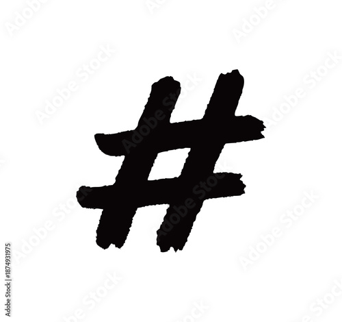 符号井号#矢量书法手写毛笔字
