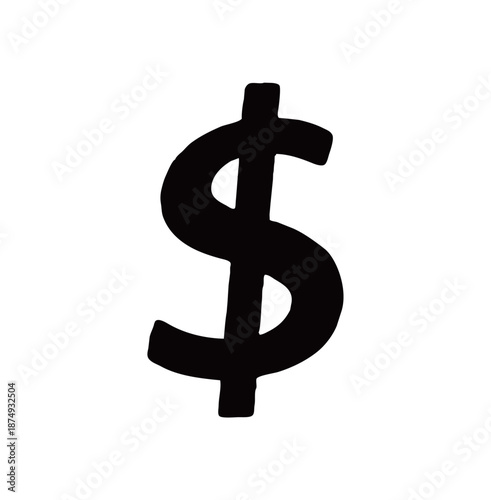 符号美元矢量书法手写毛笔字
