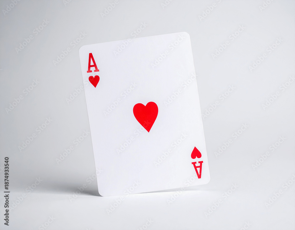 Obraz premium 카드-포커-포커카드-에이스-하트-게임-하트 슈트 에이스 카드-에이스 하트카드-하트 에이스-트럼프카드-기울어진 각도