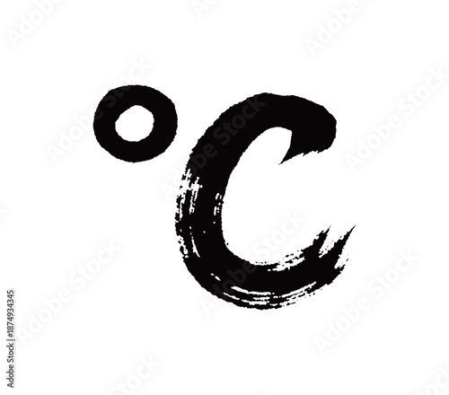 符号摄氏度矢量书法手写毛笔字
