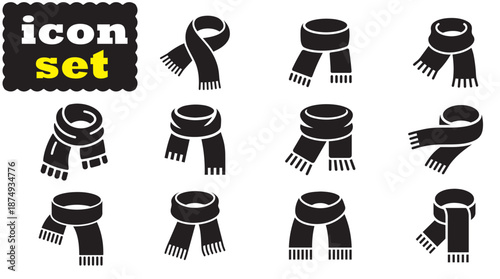 Scarf icon Set, Scarf solid vector