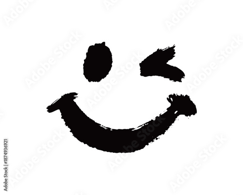 符号笑脸矢量书法手写毛笔字
