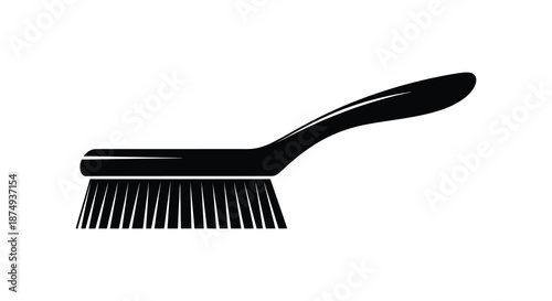 A simple dark silhouette of a cleaning brush showcasing its functional design silhouette