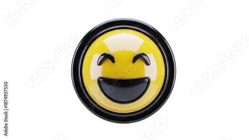 3D Happy Emoji with Black Border