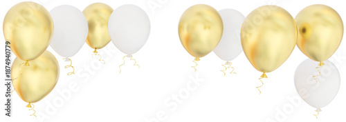 balloons golden white trasnparent - 3d rendering