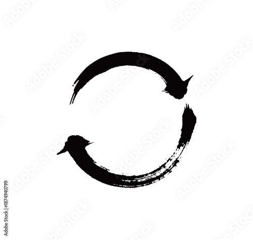 符号循环号矢量书法手写毛笔字
