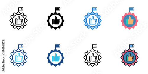 Political Endorsement icons set multiple style collection. Editable stroke 
