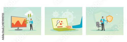 Data backup and recovery concept. Antivirus software. Data access and cybers ecurity.