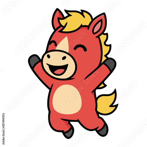 Happy fire horse mascot giving a thumbs up sign for a lucky and prosperous year 2026.