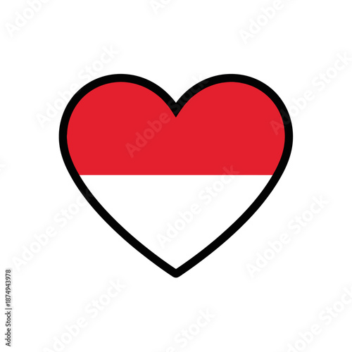 Free Download Heart Icon with Indonesian Flag Colors - GFXLoad