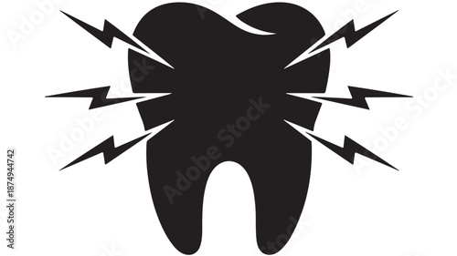 Tooth Pain Illustration in Bold Graphic Style with High Contrast Black and White for Dental Care