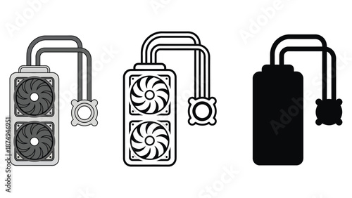 A detailed illustration of computer cooling systems with various designs
