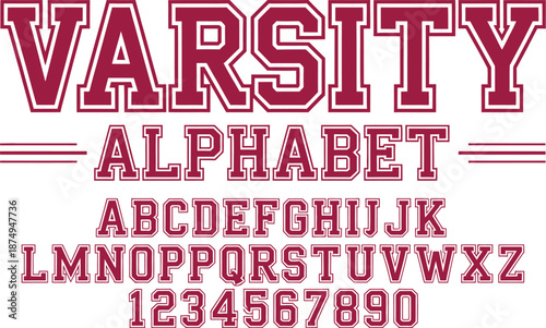 Bold Red Varsity Alphabet and Numbers Display