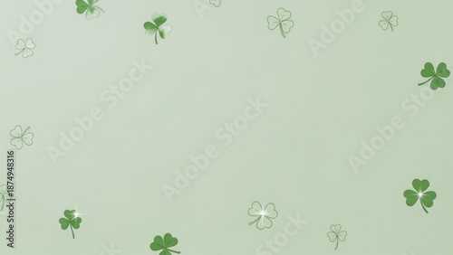 Green clover pattern on light background texture