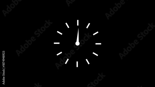 Minimalist clock face animation with rotating white needle on black background loopable clip