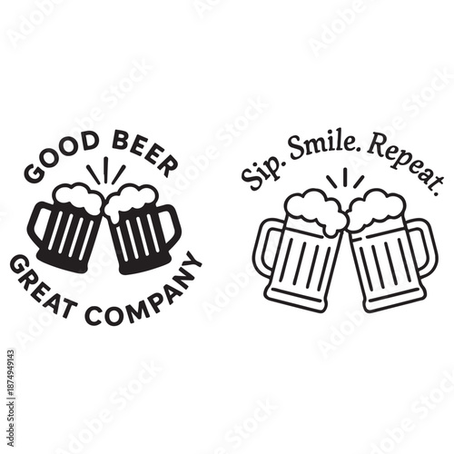 Elegant Beer Toast Line Art Vector for Festive Celebration and Oktoberfest