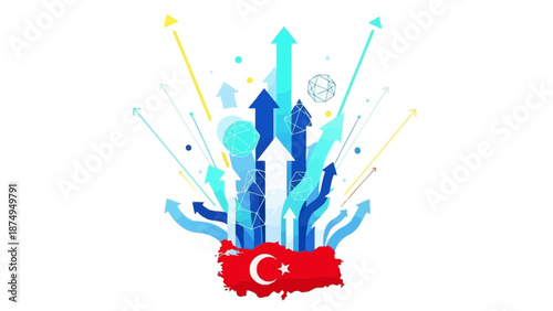 Turkey Growth Arrows: Economy, Progress, Success Concept
