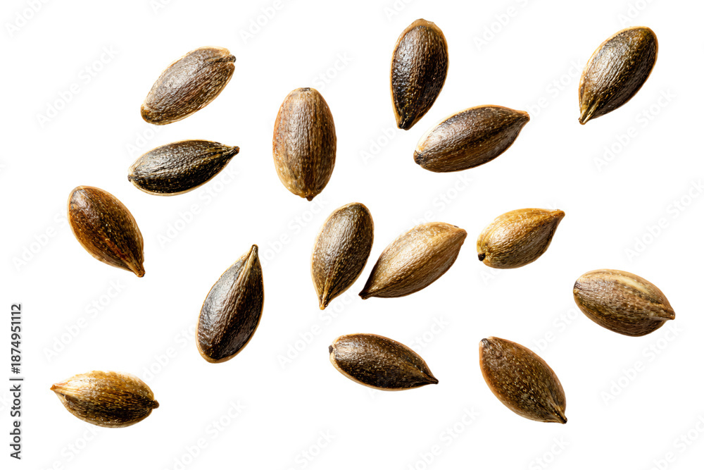 Obraz premium Close-Up of Cannabis Seeds on White Background
