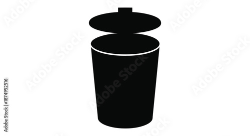 A simple black and white illustration of a cylindrical container with a lid silhouette