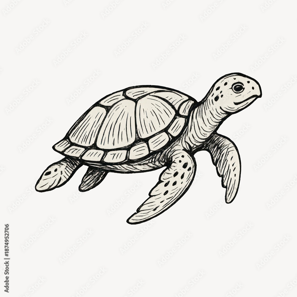 Fototapeta premium Detailed turtle sketch illustration.