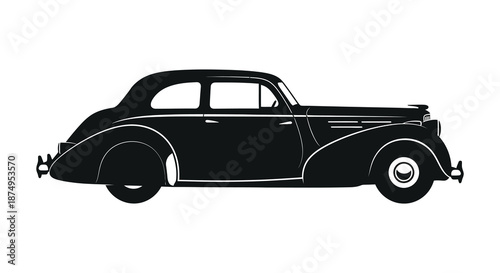 A classic vintage automobile s side view is presented in a striking elegant silhouette