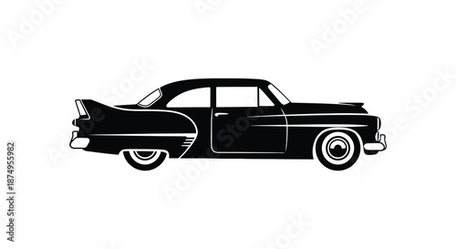 A striking black and white image of a classic vintage automobile a beautiful silhouette