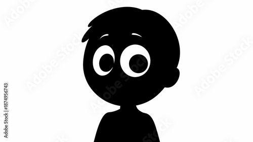 Surprised cartoon boy with big eyes and shocked expression