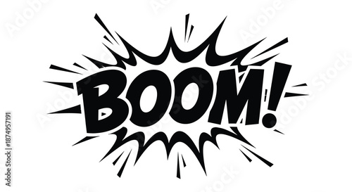 comic book style explosion effect with bold boom text silhouette high quality professional detailed modern elegant