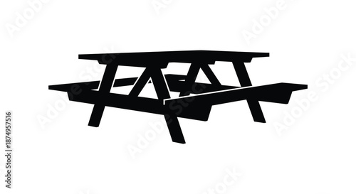 black picnic table with benches silhouette high quality professional detailed modern elegant stylish clean crisp vibrant
