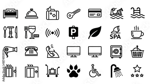 Collection of Hotel and Travel Icons.