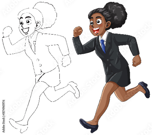 Businesswoman Running in Suit Cartoon Vector Illustration