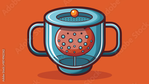 A cartoonish illustration of a teapot with a tea bag inside. The teapot is in a clear glass and has a lid on top. The image has a playful and whimsical mood