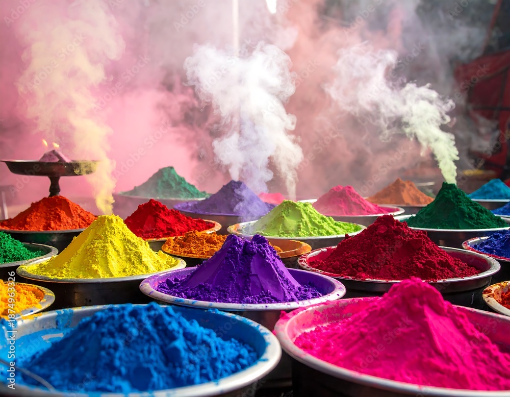 Fototapeta premium Vivid assortment of powdered colors creating a vibrant atmosphere